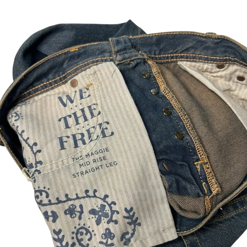 Free People We The Free Maggie Mid-Rise Straight Jeans Back Alley Wash 26